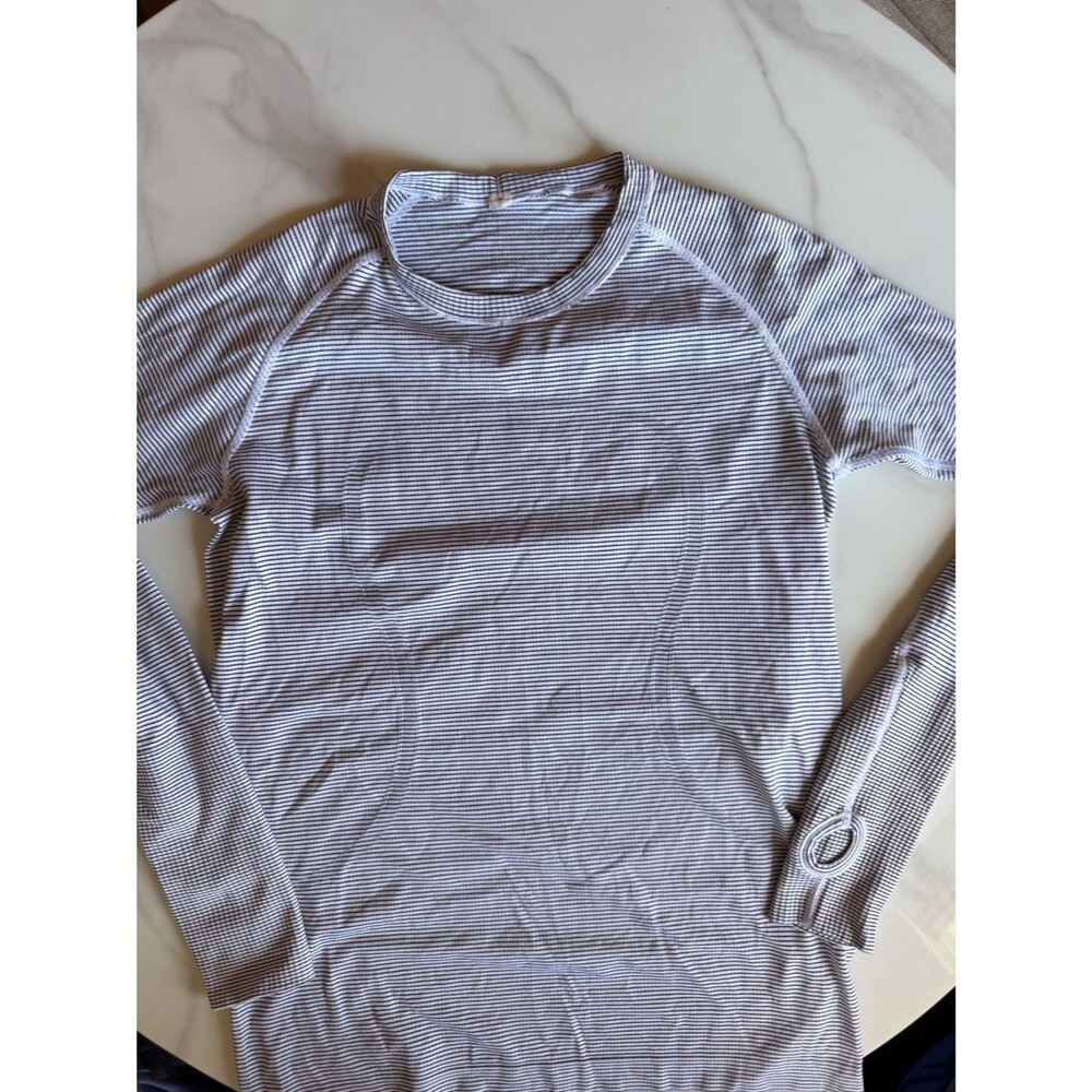 lululemon athletica Women’s Long Sleeve Thin White Striped Tee